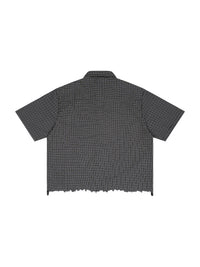 Rifted Unisex Distressed Plaid Boxy Shirt