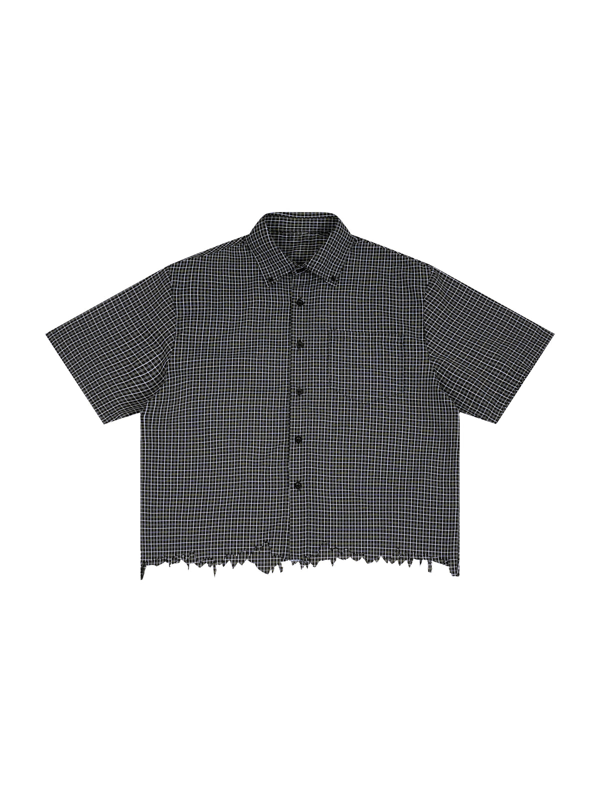 Rifted Unisex Distressed Plaid Boxy Shirt