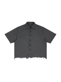 Rifted Unisex Distressed Plaid Boxy Shirt