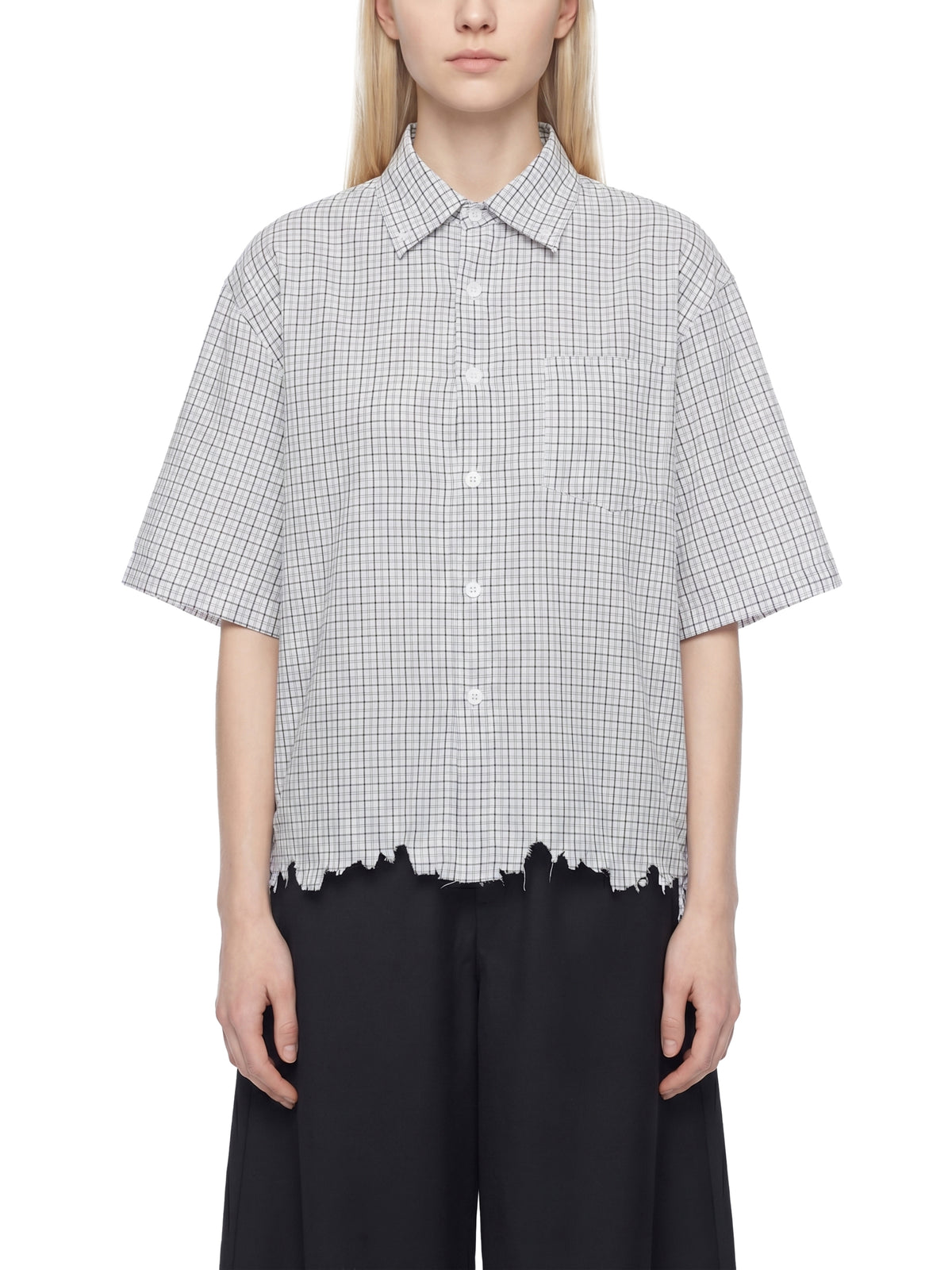 Rifted Unisex Distressed Plaid Boxy Shirt