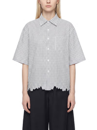 Rifted Unisex Distressed Plaid Boxy Shirt