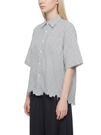 Rifted Unisex Distressed Plaid Boxy Shirt