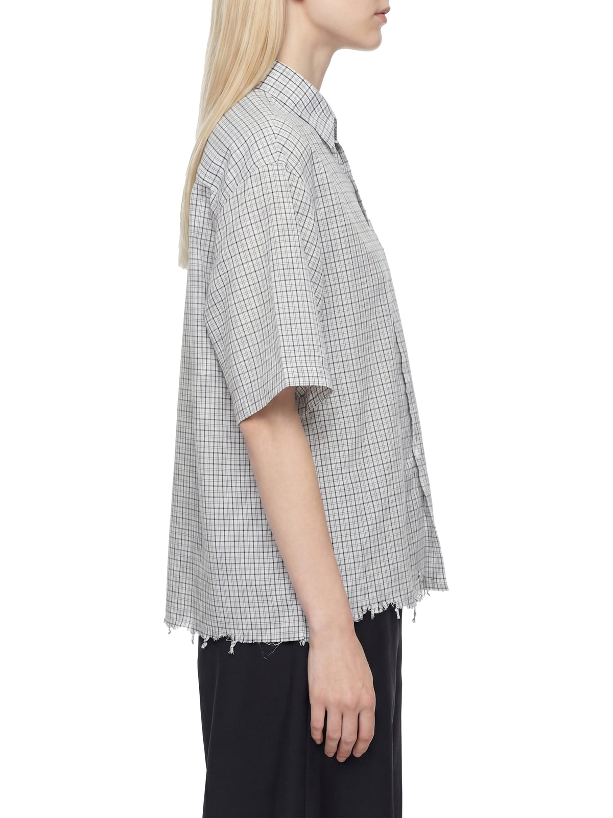 Rifted Unisex Distressed Plaid Boxy Shirt