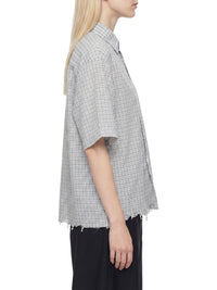 Rifted Unisex Distressed Plaid Boxy Shirt