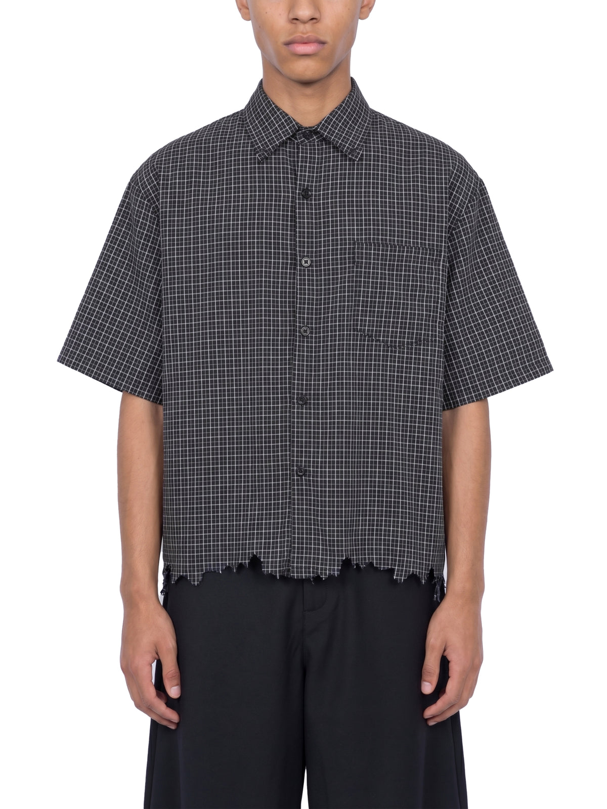 Rifted Unisex Distressed Plaid Boxy Shirt