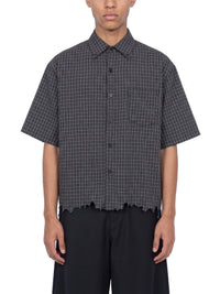 Rifted Unisex Distressed Plaid Boxy Shirt