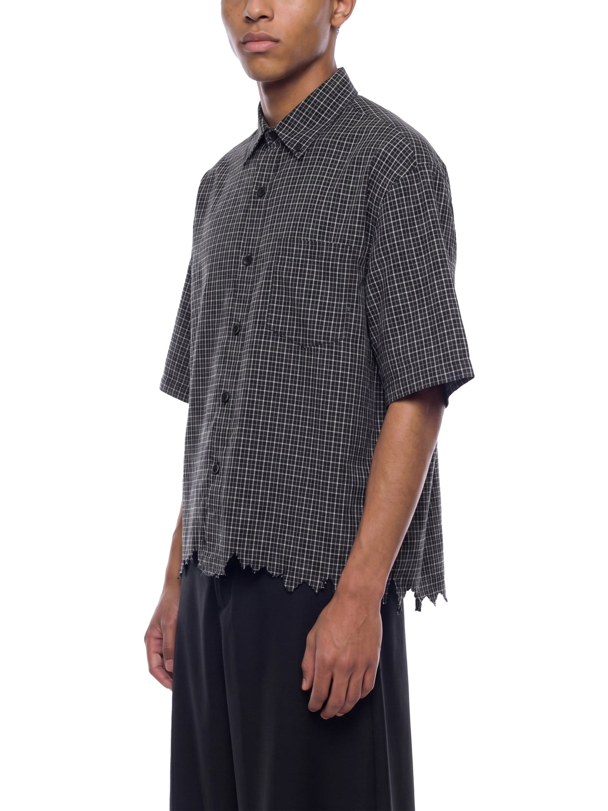 Rifted Unisex Distressed Plaid Boxy Shirt