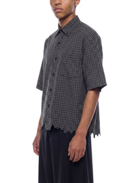 Rifted Unisex Distressed Plaid Boxy Shirt