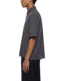 Rifted Unisex Distressed Plaid Boxy Shirt