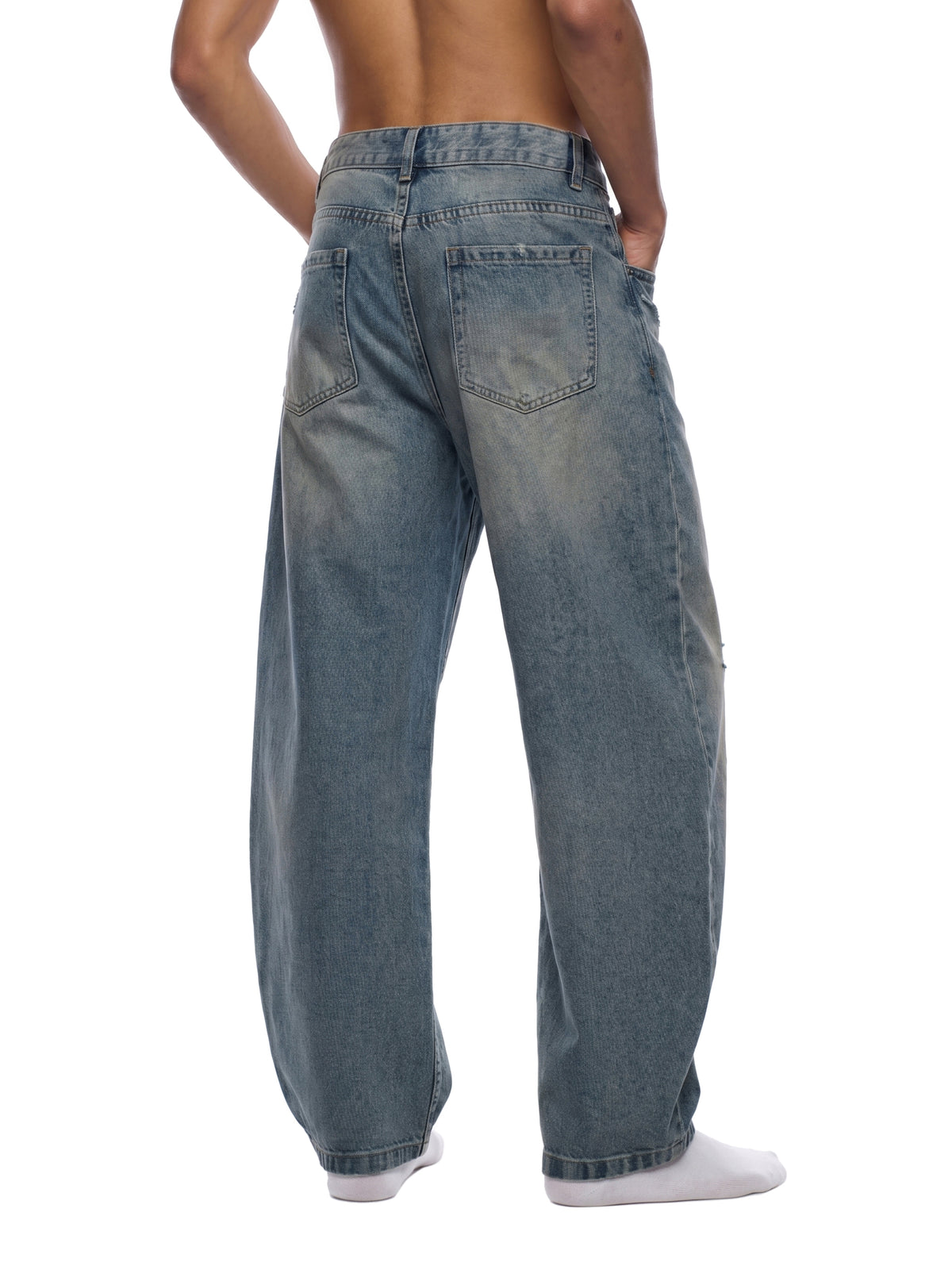 Rifted Men's Distressed Barrel Leg Jeans
