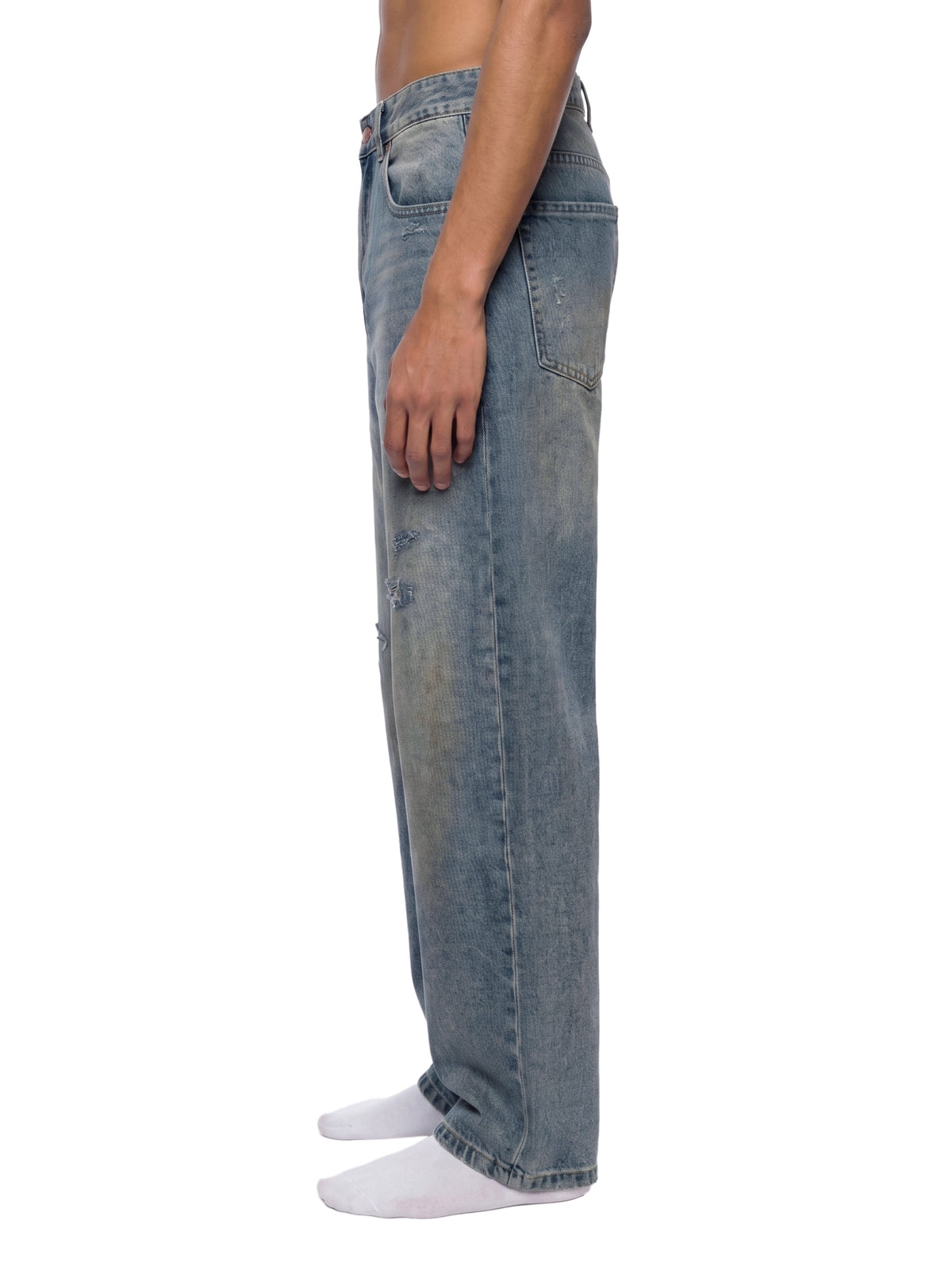 Rifted Men's Distressed Barrel Leg Jeans
