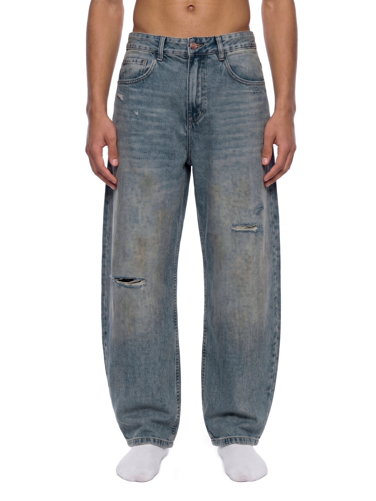 Rifted Men's Distressed Barrel Leg Jeans