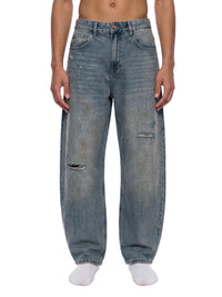 Rifted Men's Distressed Barrel Leg Jeans
