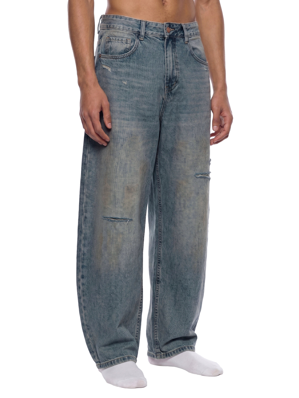 Rifted Men's Distressed Barrel Leg Jeans