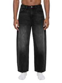 Rifted Men's Sun Fade Vintage Wash Barrel Leg Jeans