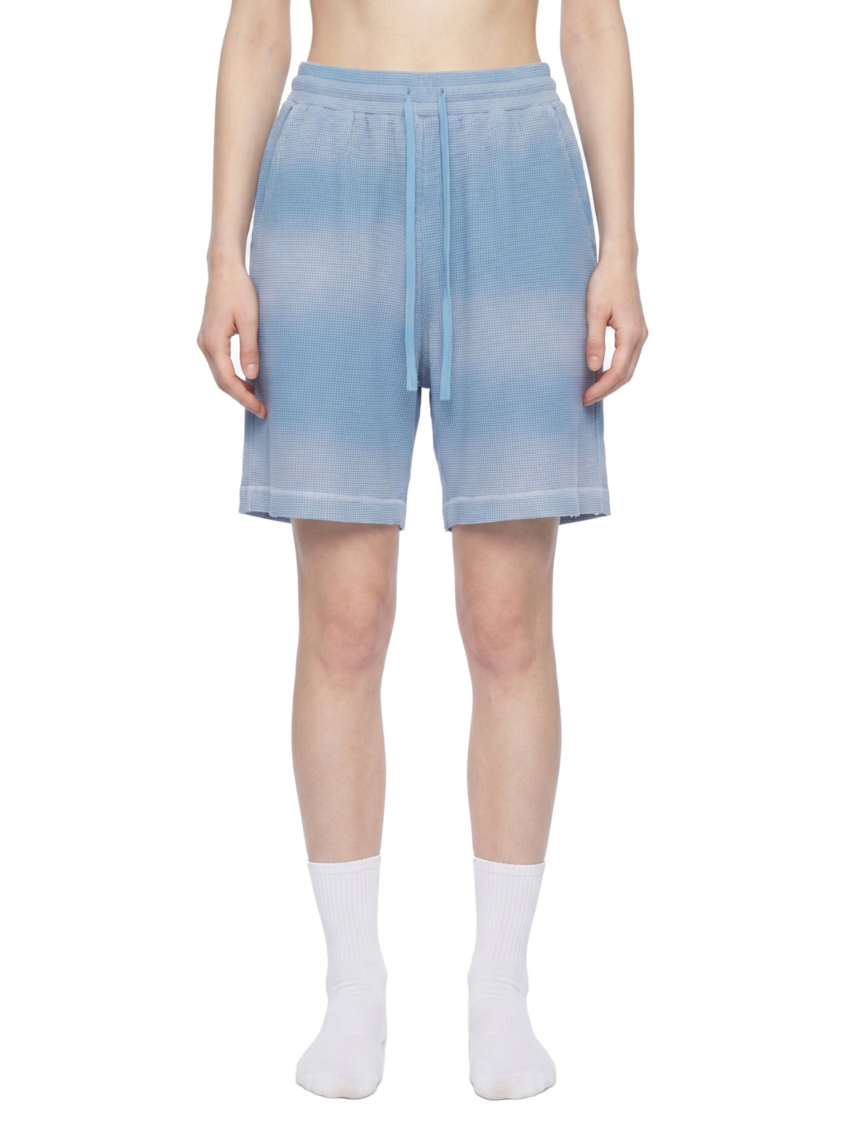 Rifted Unisex Sunfade Waffle Raw Hem Shorts