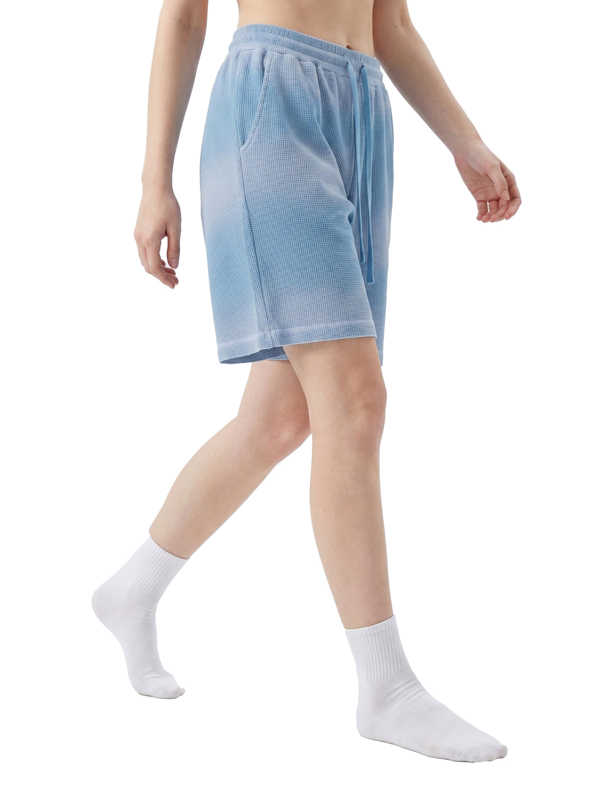 Rifted Unisex Sunfade Waffle Raw Hem Shorts