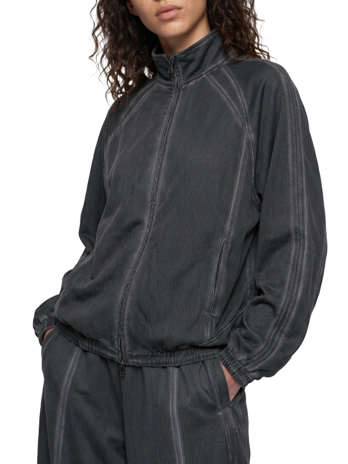 Rifted Unisex Vintage Wash Full Zip Mesh Jacket