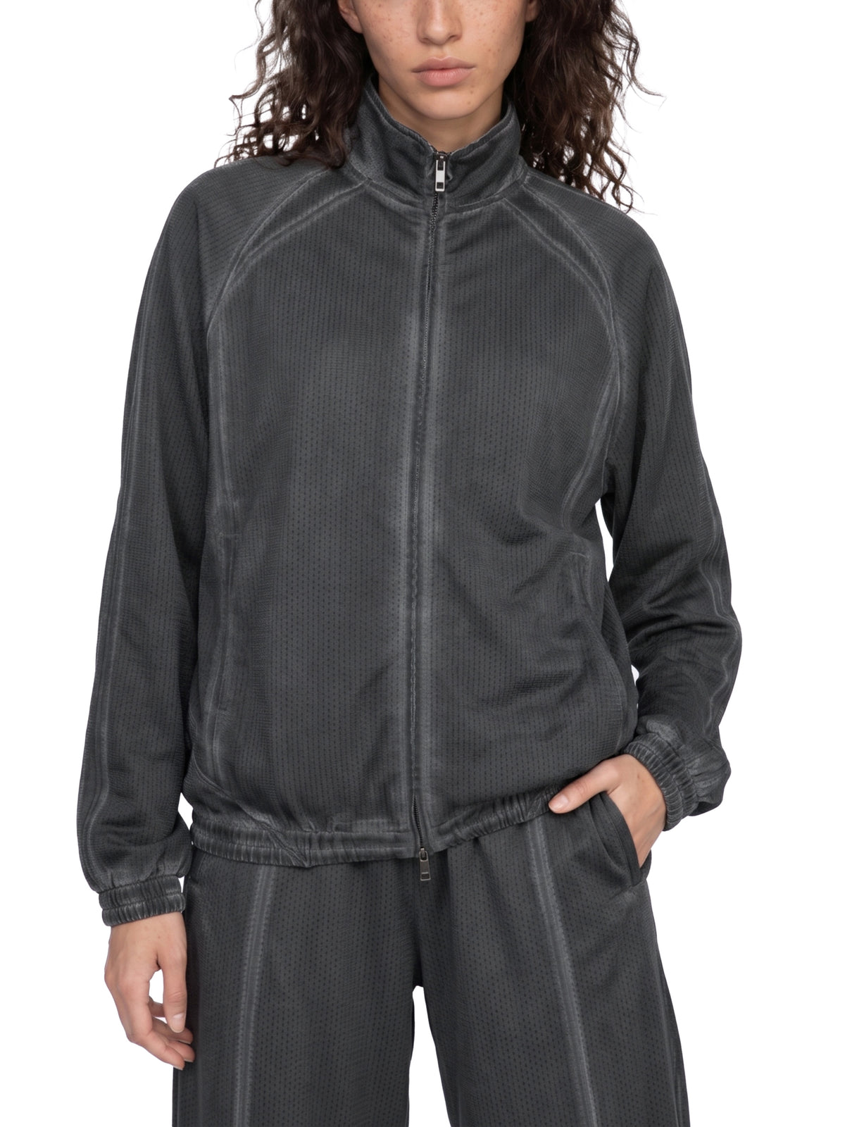Rifted Unisex Vintage Wash Full Zip Mesh Jacket